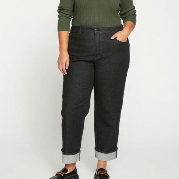 NWT Universal Standard Stevie High Rise Cuffed Straight Jean in Black Selvedge - Picture 1 of 8